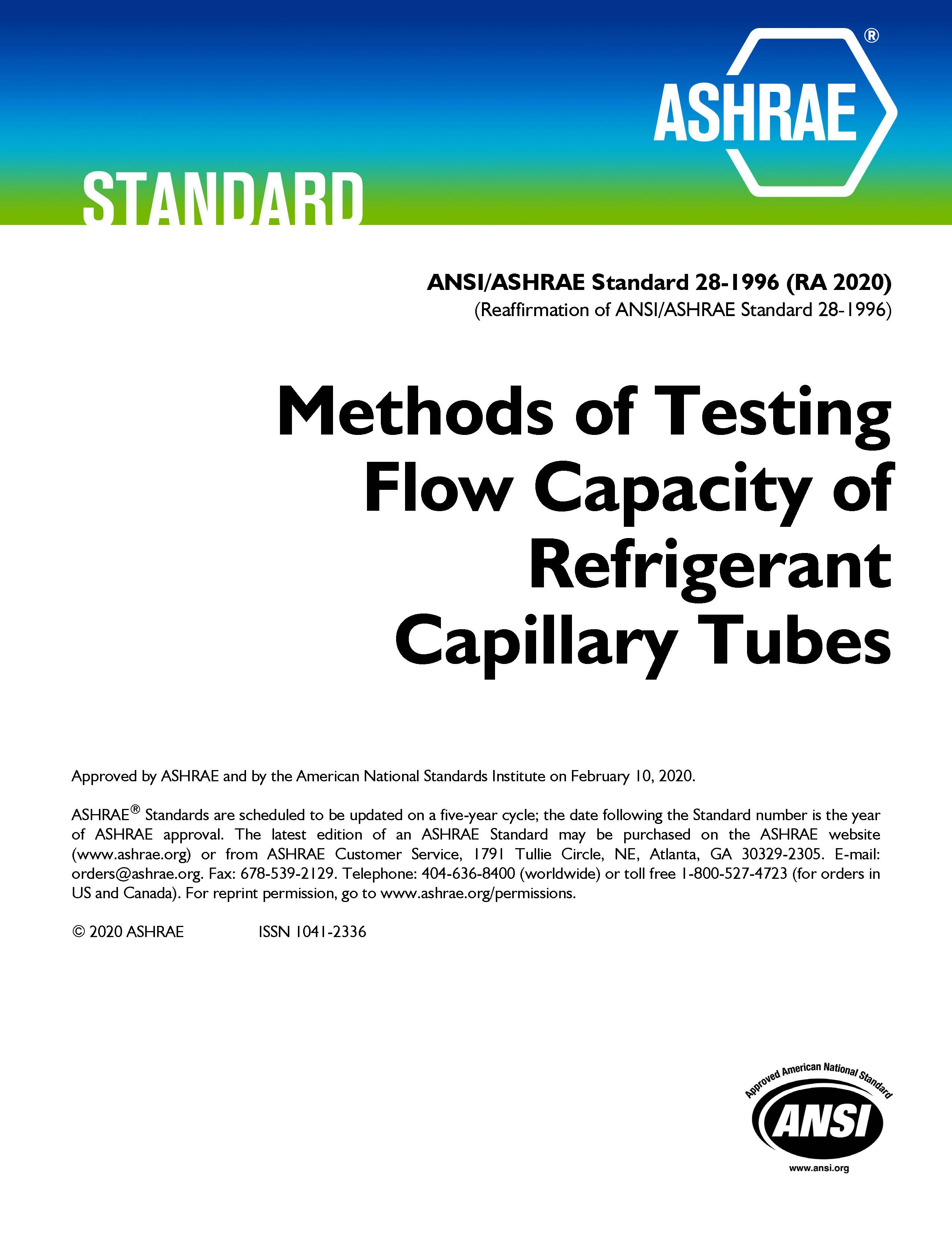 ASHRAE Releases Reaffirmations of Standards 26 and 28